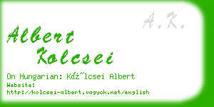 albert kolcsei business card